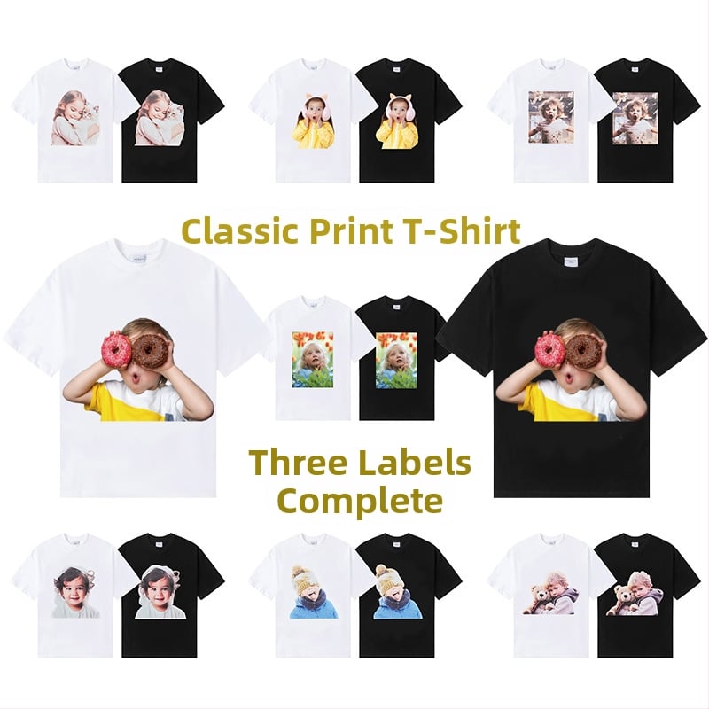 Korejiešu stila ikdienas kokvilnas T-krekls ar apļu kaklu, īsām piedurknēm, drukā ar burtiem un karikatūrām (Pavasaris–Vasara 2025, 95%+ kokvilna)