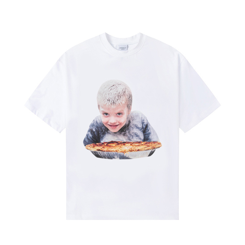 Korejiešu stila ikdienas kokvilnas T-krekls ar apļu kaklu, īsām piedurknēm, drukā ar burtiem un karikatūrām (Pavasaris–Vasara 2025, 95%+ kokvilna)