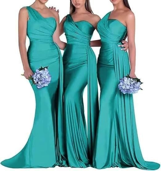 Формална вечерна рокля, едно рамо, тясна кройка, силует русалка, дълга рокля с висока талия