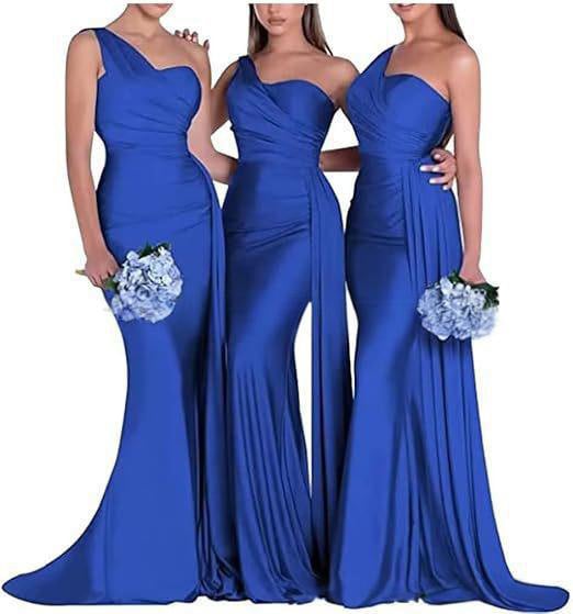 Формална вечерна рокля, едно рамо, тясна кройка, силует русалка, дълга рокля с висока талия