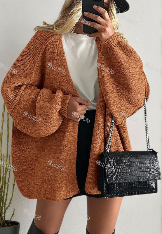 Cardigan od Phoenix velvet, pleteni, V-izrez, 90–95% akrila, yarn-dyed, dugi rukavi, srednja duljina, široka silueta, street style