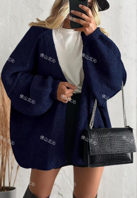 Cardigan od Phoenix velvet, pleteni, V-izrez, 90–95% akrila, yarn-dyed, dugi rukavi, srednja duljina, široka silueta, street style