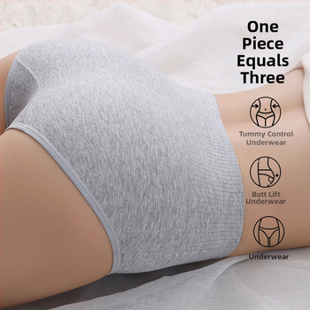Női pamut magas derékú alsónemű, antibakteriális, légáteresztő, fenékemelő és hasi kontroll