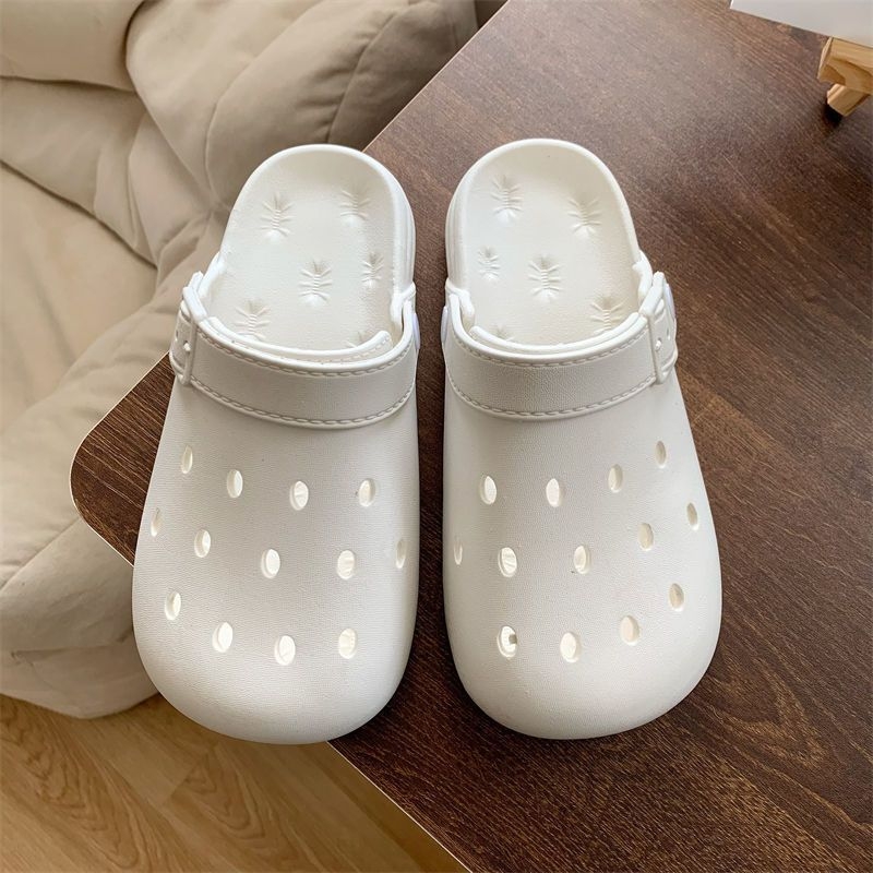 Ženske Crocs stil klompe s PVC gornjim dijelom, unutarnja koža, protuklizne, lagane, mekani debeli potplat, crtani/monohrom dizajn