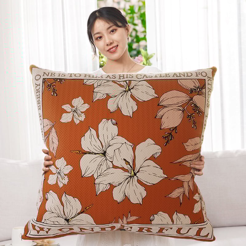 Párna polieszter huzattal, PP gyapot töltés, virágos minta, nyomtatott szövés