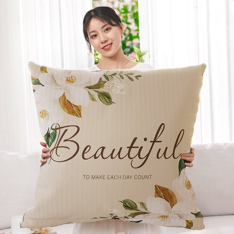 Párna polieszter huzattal, PP gyapot töltés, virágos minta, nyomtatott szövés