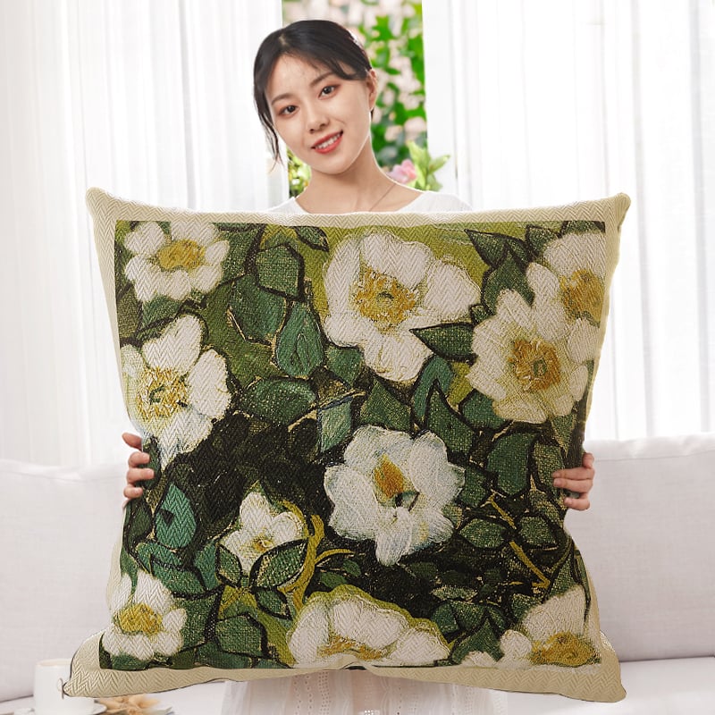 Párna polieszter huzattal, PP gyapot töltés, virágos minta, nyomtatott szövés