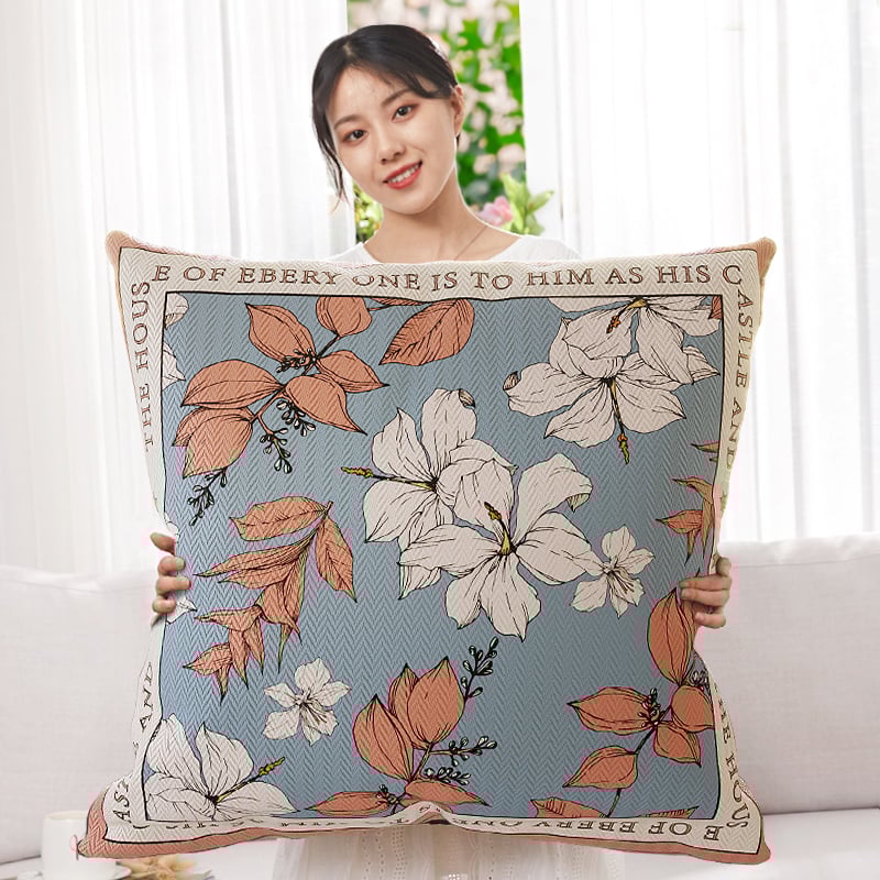 Párna polieszter huzattal, PP gyapot töltés, virágos minta, nyomtatott szövés