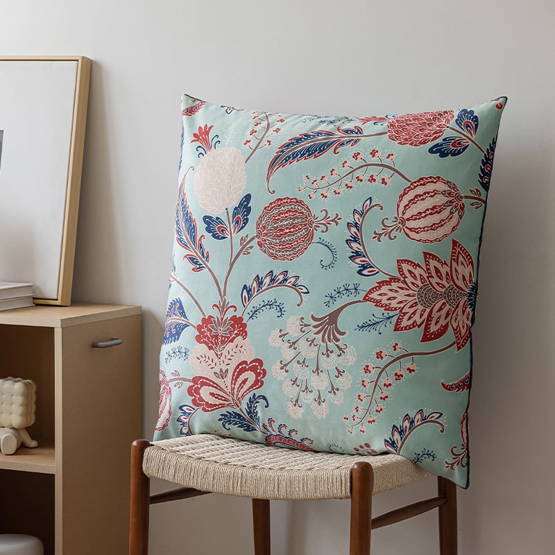 Párna polieszter huzattal, PP gyapot töltés, virágos minta, nyomtatott szövés