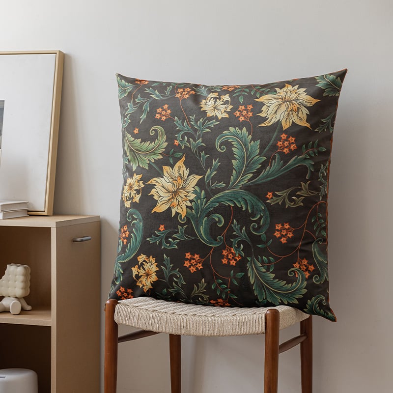 Párna polieszter huzattal, PP gyapot töltés, virágos minta, nyomtatott szövés