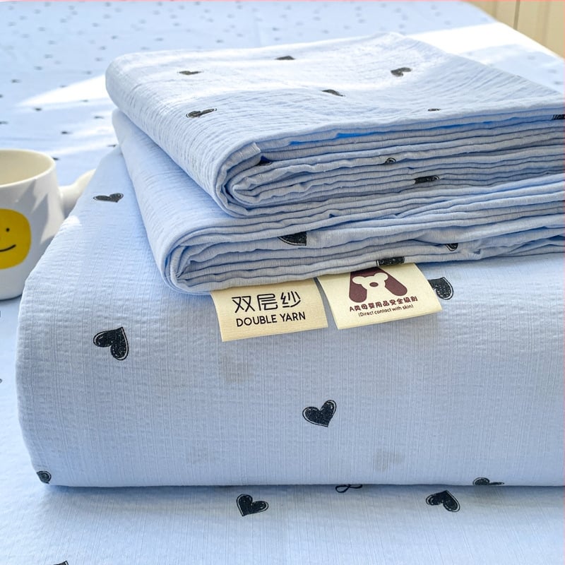 Dupla rétegű gézzel készült gumis lepedő, poliészter, animációs minta, reaktív színezés