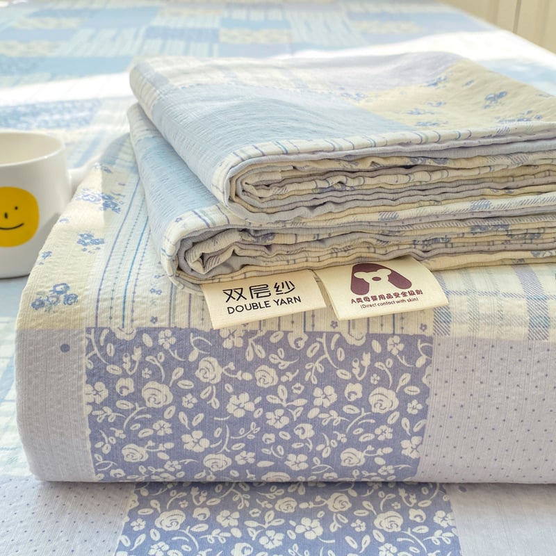 Dupla rétegű gézzel készült gumis lepedő, poliészter, animációs minta, reaktív színezés