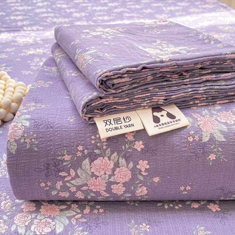 Dupla rétegű gézzel készült gumis lepedő, poliészter, animációs minta, reaktív színezés