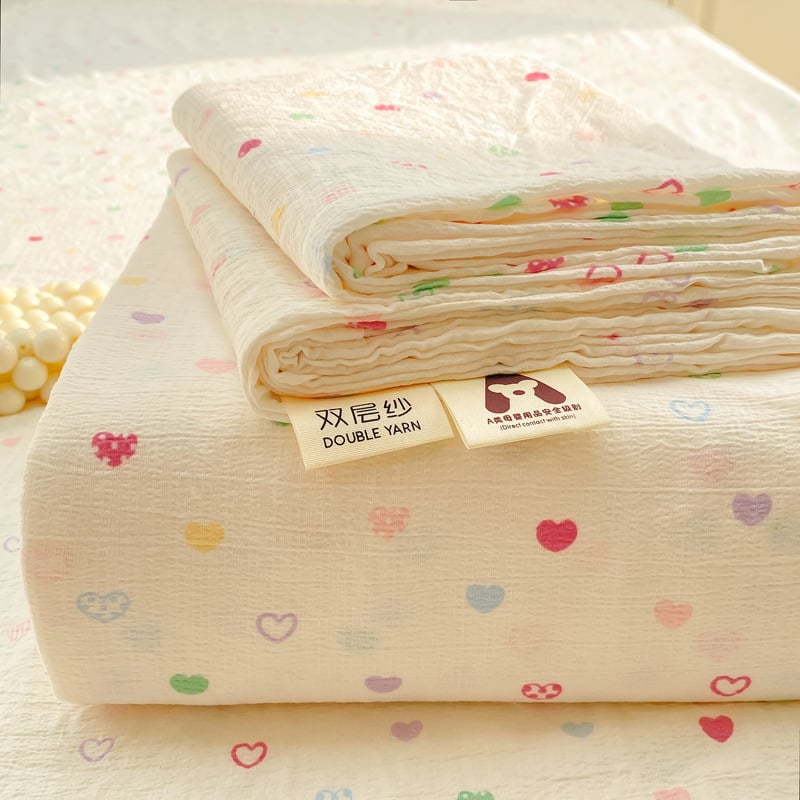 Dupla rétegű gézzel készült gumis lepedő, poliészter, animációs minta, reaktív színezés