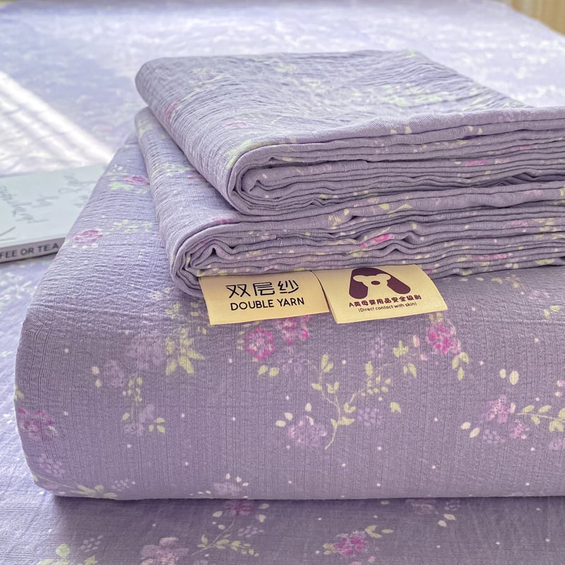 Dupla rétegű gézzel készült gumis lepedő, poliészter, animációs minta, reaktív színezés