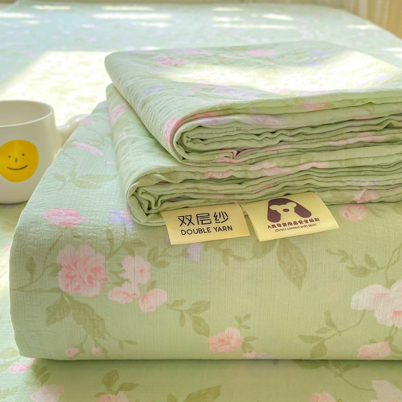 Dupla rétegű gézzel készült gumis lepedő, poliészter, animációs minta, reaktív színezés