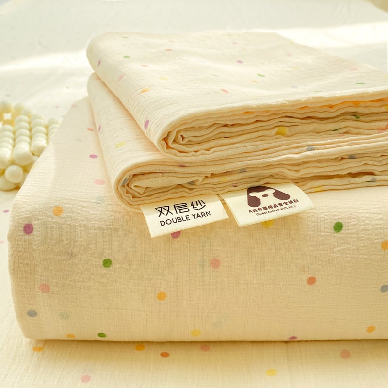 Dupla rétegű gézzel készült gumis lepedő, poliészter, animációs minta, reaktív színezés