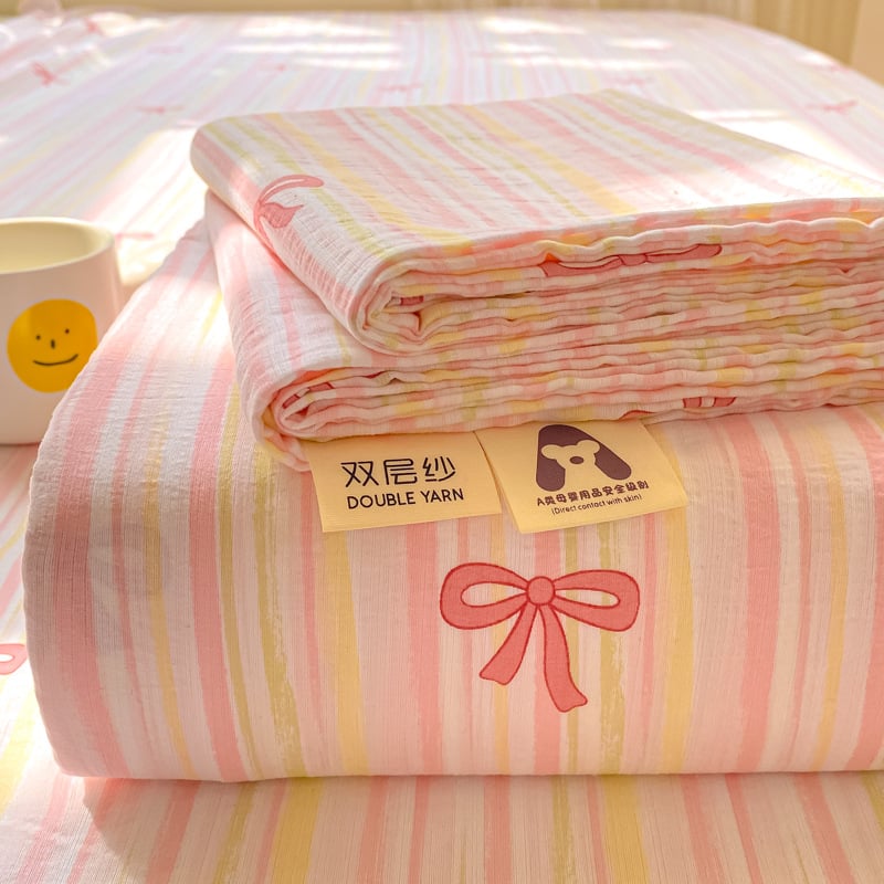 Dupla rétegű gézzel készült gumis lepedő, poliészter, animációs minta, reaktív színezés