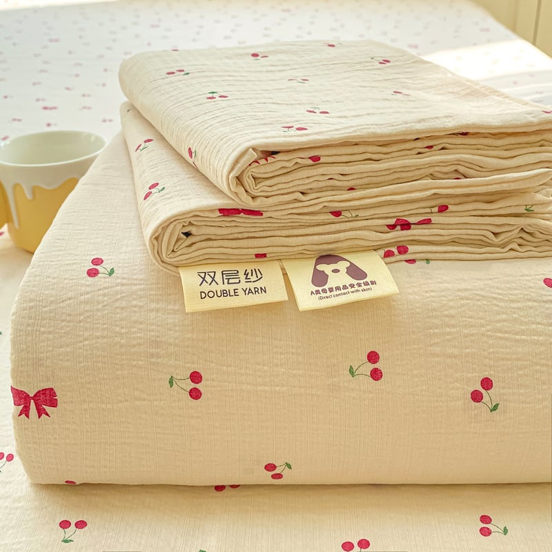 Dupla rétegű gézzel készült gumis lepedő, poliészter, animációs minta, reaktív színezés