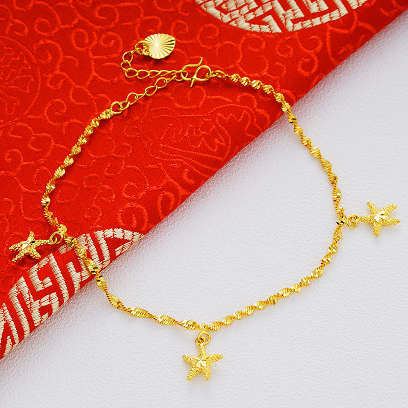 Kulkšnies apyrankė - dviejų sluoksnių vario lydinio su 24K auksavimu, varpeliai ir karoliukai moterims