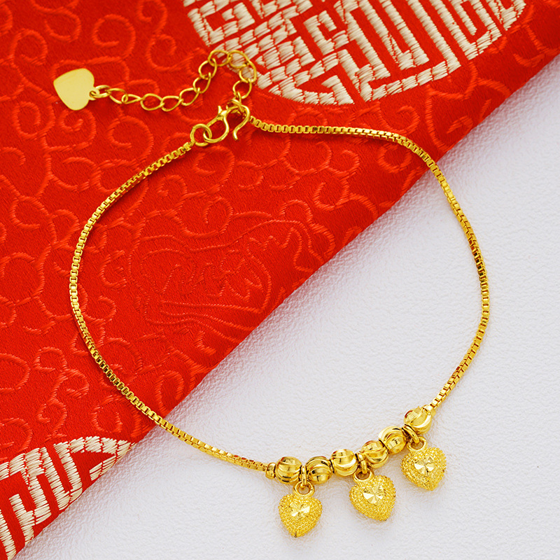 Kulkšnies apyrankė - dviejų sluoksnių vario lydinio su 24K auksavimu, varpeliai ir karoliukai moterims