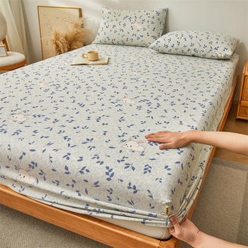 Gumis lepedő – 100% tiszta pamut, twill szövés, reaktív nyomtatás, minta: növények és virágok, tömege 300–500 g