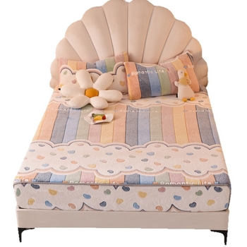 tej velvet anyagú rugalmas ágyneműhuzat, reaktív nyomtatás, testre szabható, minták: csíkok, geometriai, rajzfilm, növények; súly 500–800 g