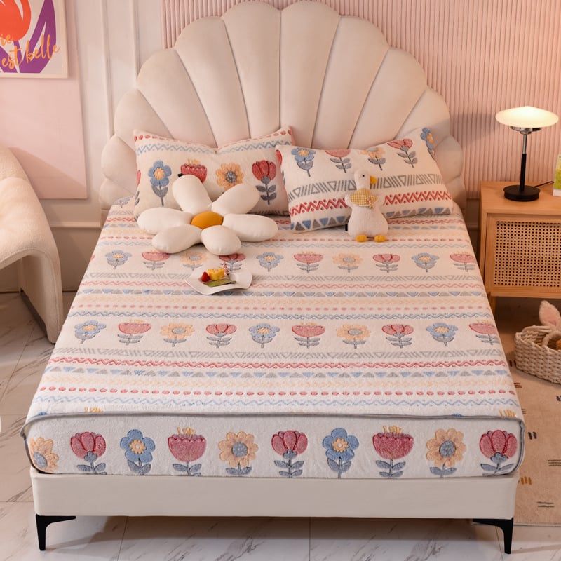 tej velvet anyagú rugalmas ágyneműhuzat, reaktív nyomtatás, testre szabható, minták: csíkok, geometriai, rajzfilm, növények; súly 500–800 g