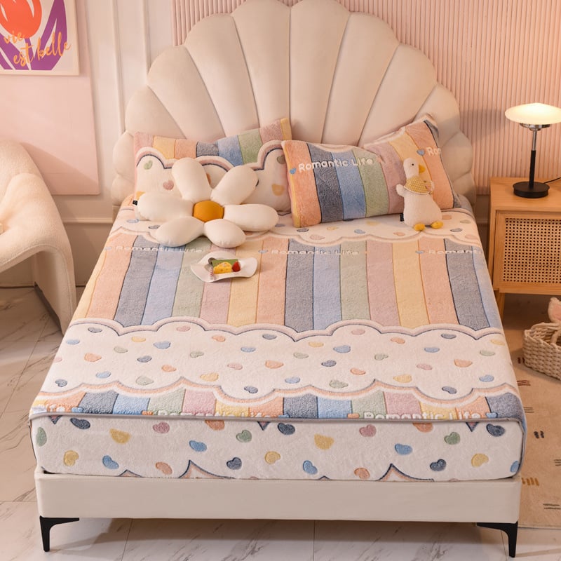 tej velvet anyagú rugalmas ágyneműhuzat, reaktív nyomtatás, testre szabható, minták: csíkok, geometriai, rajzfilm, növények; súly 500–800 g