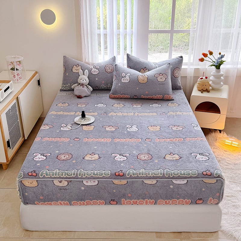 tej velvet anyagú rugalmas ágyneműhuzat, reaktív nyomtatás, testre szabható, minták: csíkok, geometriai, rajzfilm, növények; súly 500–800 g