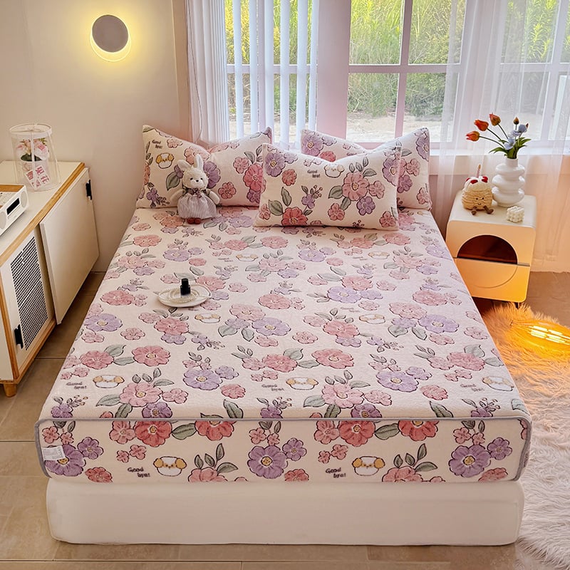 tej velvet anyagú rugalmas ágyneműhuzat, reaktív nyomtatás, testre szabható, minták: csíkok, geometriai, rajzfilm, növények; súly 500–800 g