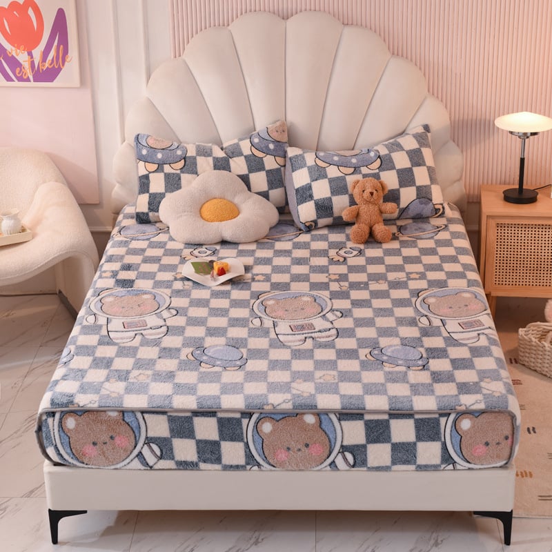 tej velvet anyagú rugalmas ágyneműhuzat, reaktív nyomtatás, testre szabható, minták: csíkok, geometriai, rajzfilm, növények; súly 500–800 g