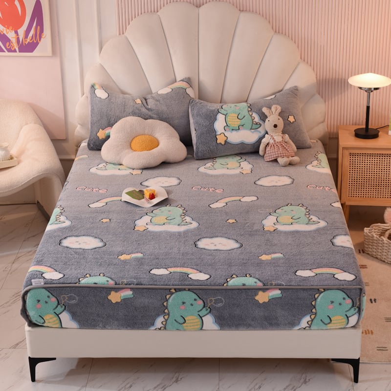 tej velvet anyagú rugalmas ágyneműhuzat, reaktív nyomtatás, testre szabható, minták: csíkok, geometriai, rajzfilm, növények; súly 500–800 g