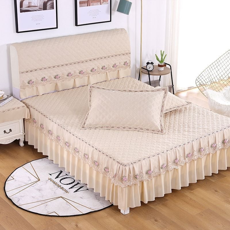 Ágytakaró készlet: huzat az ágy végéhez és ágyszoknya; Anyag: poliészter; Nyomtatás: tie-dye; Szövés: más; Tömeg: kevesebb mint 300 g