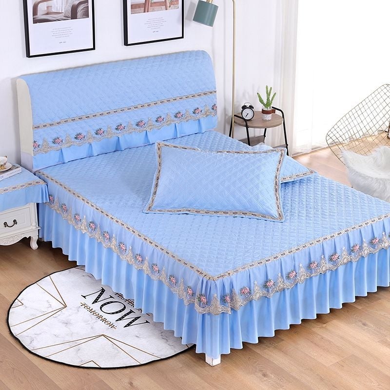 Ágytakaró készlet: huzat az ágy végéhez és ágyszoknya; Anyag: poliészter; Nyomtatás: tie-dye; Szövés: más; Tömeg: kevesebb mint 300 g