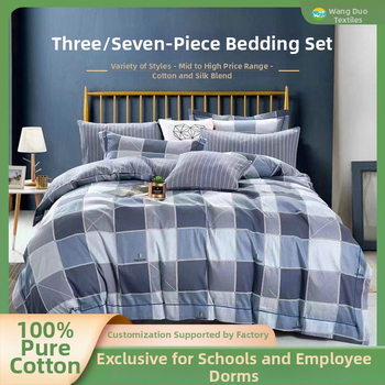 Tryjų dalių patalynės komplektas iš 100% medvilnės, twill audinys, dryžių raštas, reaktyvus spausdinimas