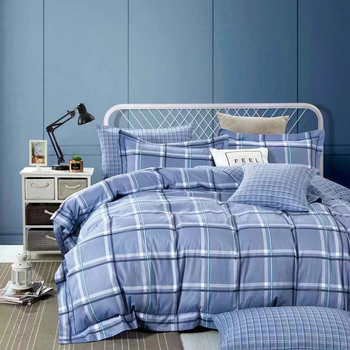 Tryjų dalių patalynės komplektas iš 100% medvilnės, twill audinys, dryžių raštas, reaktyvus spausdinimas