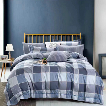 Tryjų dalių patalynės komplektas iš 100% medvilnės, twill audinys, dryžių raštas, reaktyvus spausdinimas