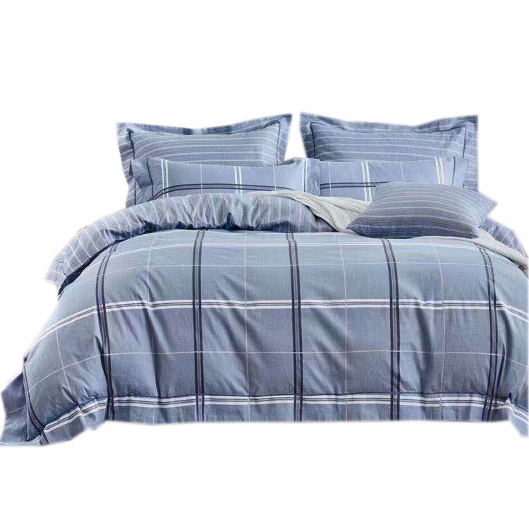 Tryjų dalių patalynės komplektas iš 100% medvilnės, twill audinys, dryžių raštas, reaktyvus spausdinimas