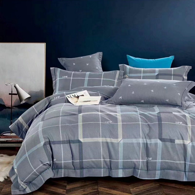 Tryjų dalių patalynės komplektas iš 100% medvilnės, twill audinys, dryžių raštas, reaktyvus spausdinimas