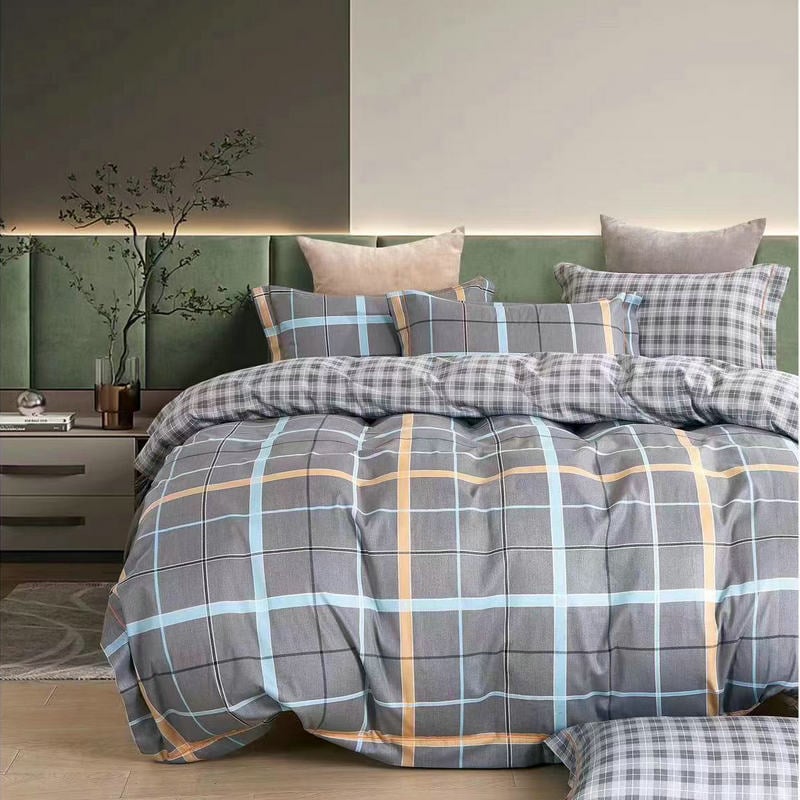 Tryjų dalių patalynės komplektas iš 100% medvilnės, twill audinys, dryžių raštas, reaktyvus spausdinimas