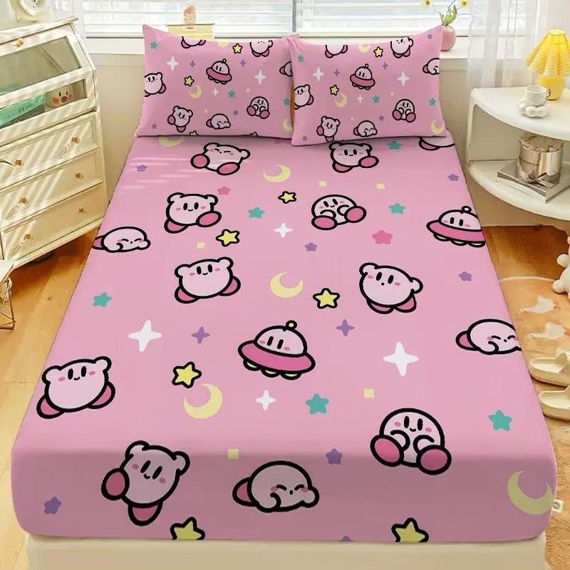 Gumis lepedő matracra, rajzfilm csillagos mintával, bolyhos szövés, digitális nyomtatás, poliészter rost