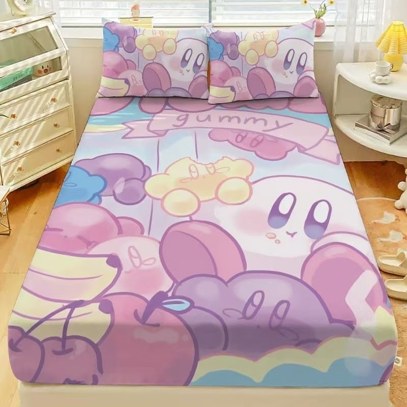 Gumis lepedő matracra, rajzfilm csillagos mintával, bolyhos szövés, digitális nyomtatás, poliészter rost