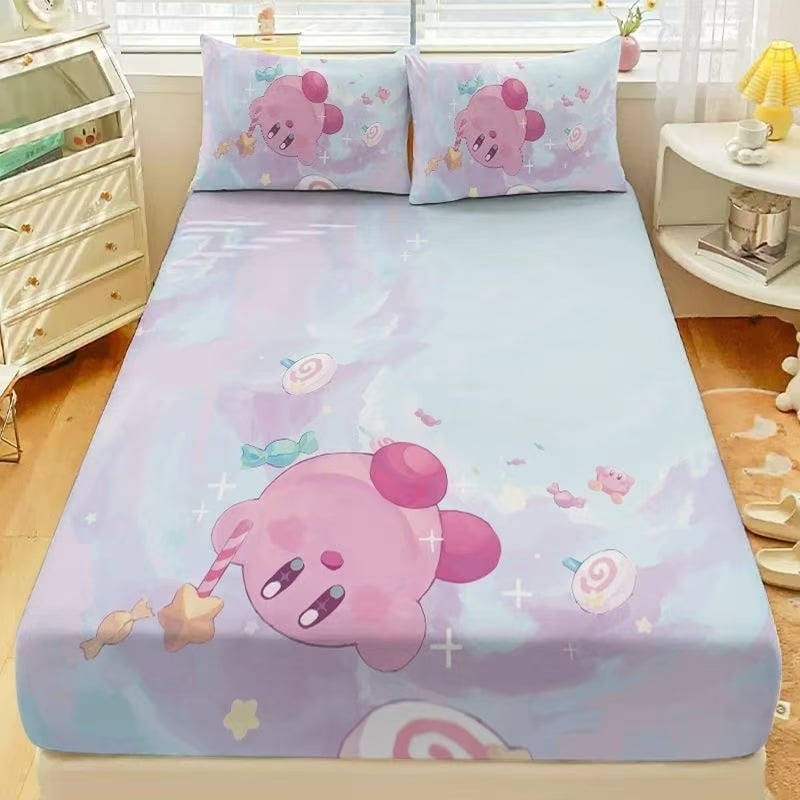 Gumis lepedő matracra, rajzfilm csillagos mintával, bolyhos szövés, digitális nyomtatás, poliészter rost