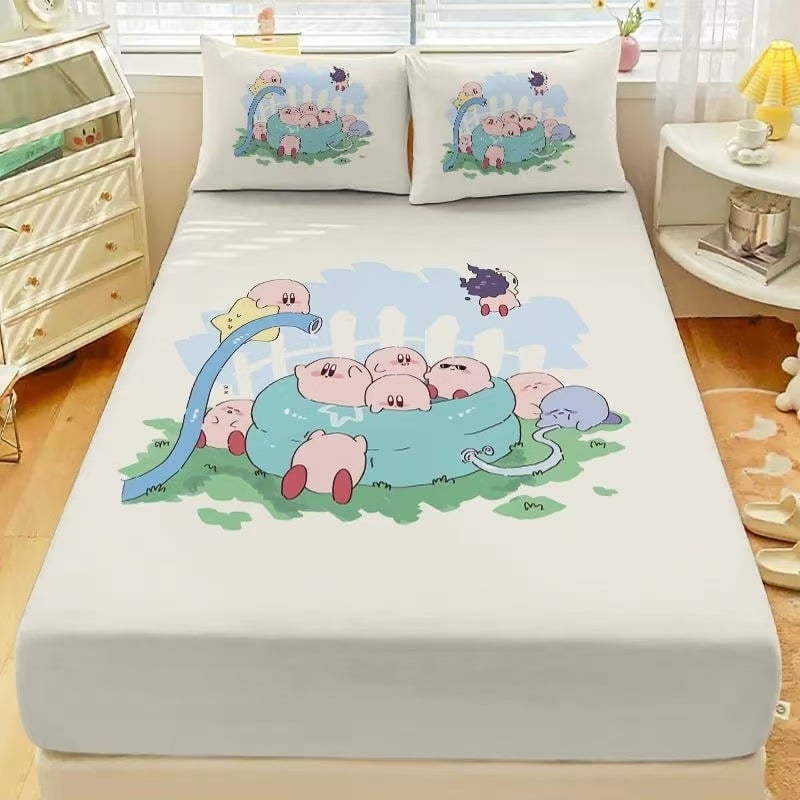 Gumis lepedő matracra, rajzfilm csillagos mintával, bolyhos szövés, digitális nyomtatás, poliészter rost