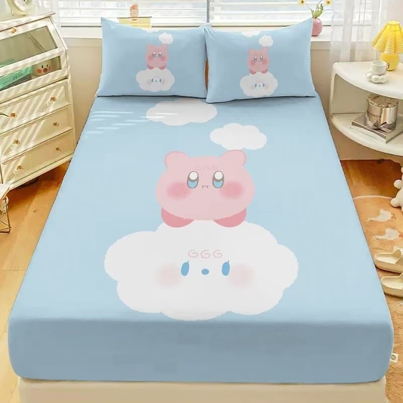 Gumis lepedő matracra, rajzfilm csillagos mintával, bolyhos szövés, digitális nyomtatás, poliészter rost