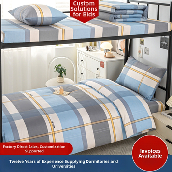 100% medvilnės patalynės komplektas studentų bendrabutyje, 3 dalių, Twill audinys, reaktyvus spausdinimas, geometrinis raštas, audinio tankis 130×70