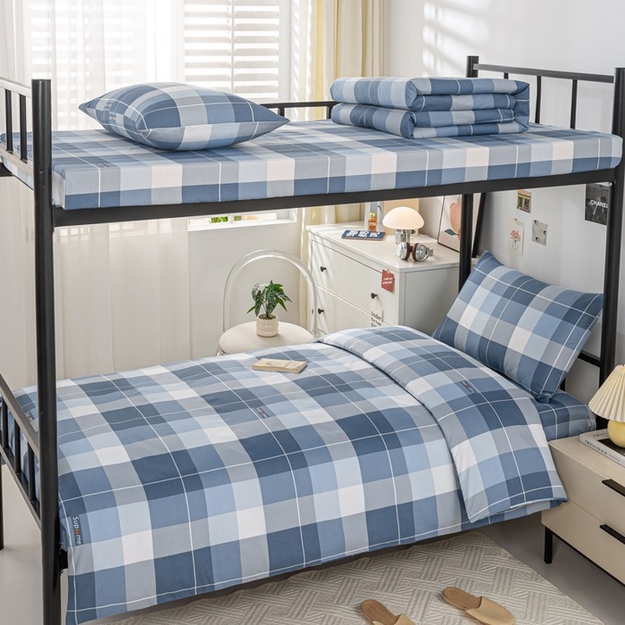 100% medvilnės patalynės komplektas studentų bendrabutyje, 3 dalių, Twill audinys, reaktyvus spausdinimas, geometrinis raštas, audinio tankis 130×70
