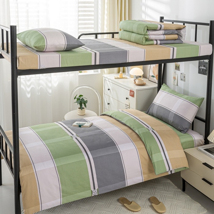 100% medvilnės patalynės komplektas studentų bendrabutyje, 3 dalių, Twill audinys, reaktyvus spausdinimas, geometrinis raštas, audinio tankis 130×70