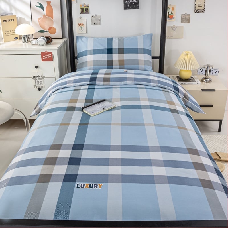 100% medvilnės patalynės komplektas studentų bendrabutyje, 3 dalių, Twill audinys, reaktyvus spausdinimas, geometrinis raštas, audinio tankis 130×70